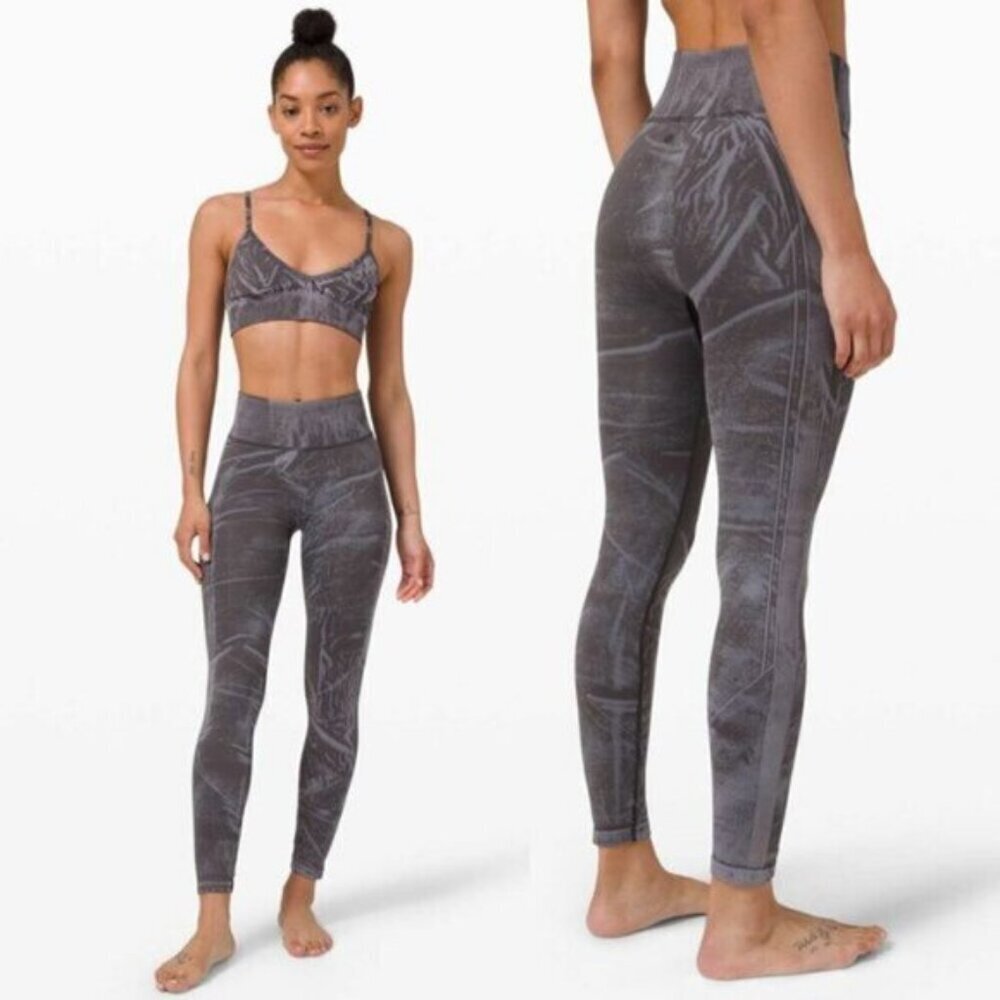 Lululemon Ebb to Street Tight In Stone Wash Graphite Grey Size 4
